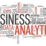A word cloud for business analytics, with larger prominent words such as "data", "planning" and "performance".