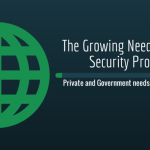 A black poster with a green illustrated globe with the words "the growing need for cyber security professionals".