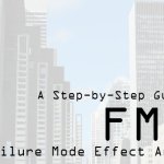 A black and white illustration of a city with tall buildings that says "a step-by-step guide to FMEA failure mode effect analysis".