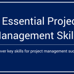 Project management skills graphic with "5 Essential PRoject Management Skills" in white text over blue background