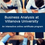 Aerial view of a group of students earning their business analysis certificates through Villanova.