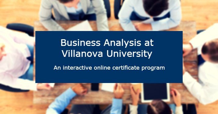 Aerial view of a group of students earning their business analysis certificates through Villanova.