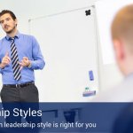 5 Types of Leadership Styles depicted by a professor standing in front of a whiteboard, teaching his class about the different styles of leadership.