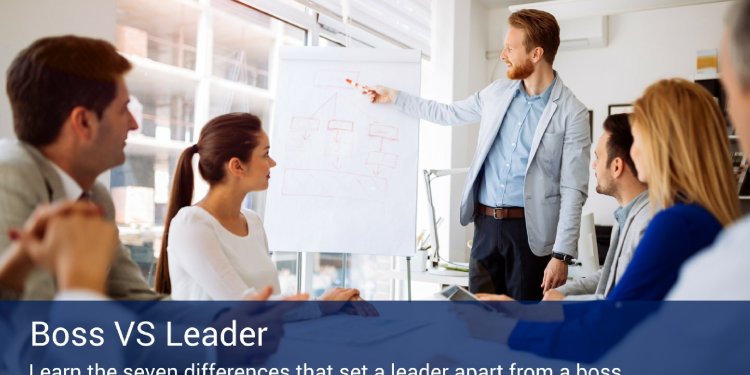 A man giving a presentation on leadership to his co-workers with a white board and a red marker.